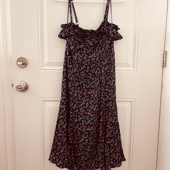 J. Crew Silk/ Elastane Floral Ruffle Strap Midi Dress - Picture 3 of 10